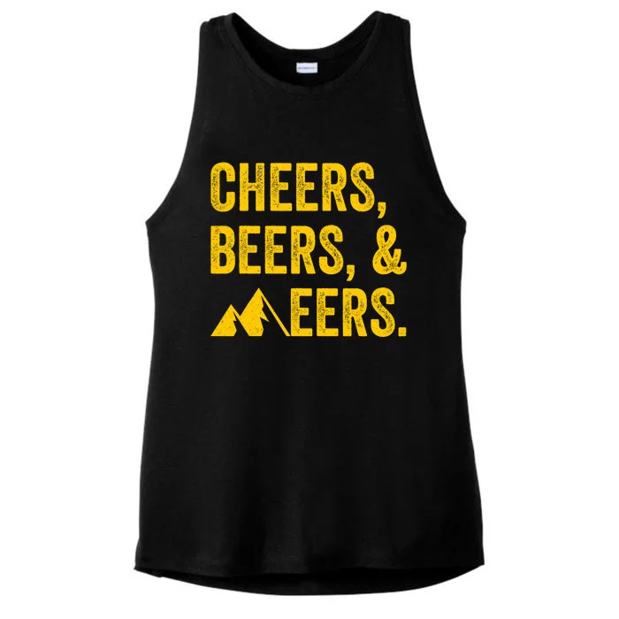 Cheers Beers And Mountaineers West Virginia Ladies Tri-Blend Wicking Tank