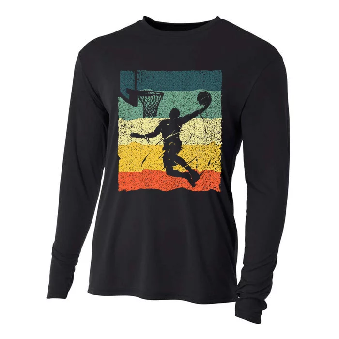 Cool Basketball Art Vintage Basketball Player Cooling Performance Long Sleeve Crew