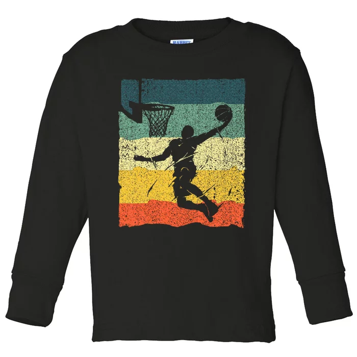 Cool Basketball Art Vintage Basketball Player Toddler Long Sleeve Shirt