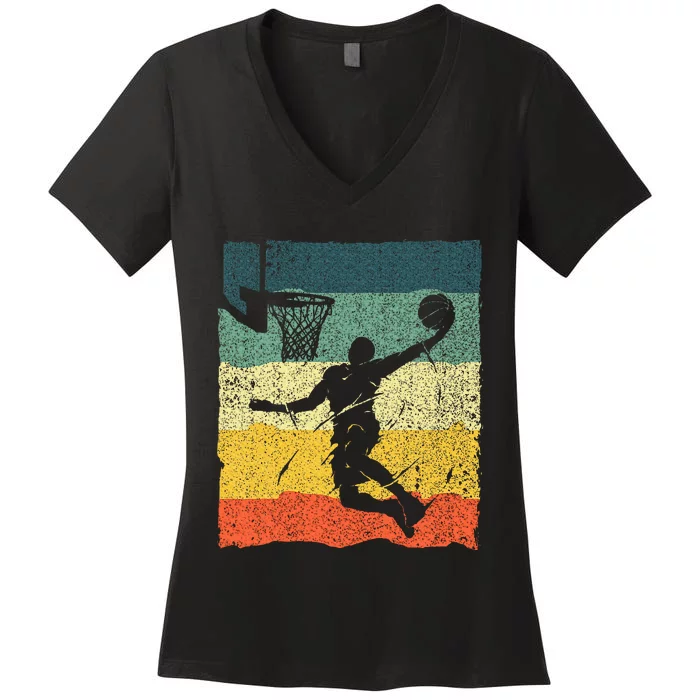 Cool Basketball Art Vintage Basketball Player Women's V-Neck T-Shirt