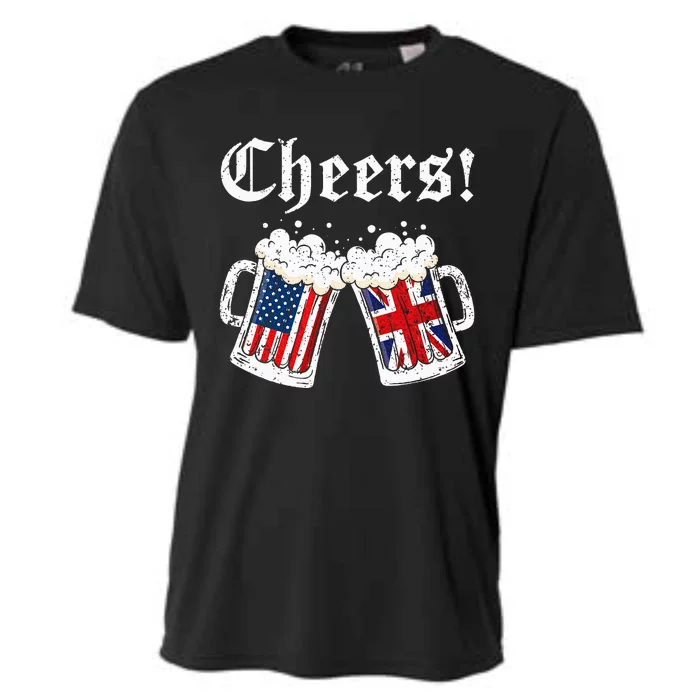 Cheers British American Flag Beer Mug Cheers Cooling Performance Crew T-Shirt