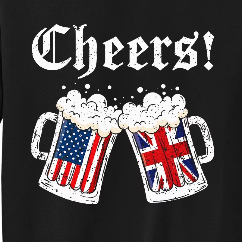 Cheers British American Flag Beer Mug Cheers Tall Sweatshirt