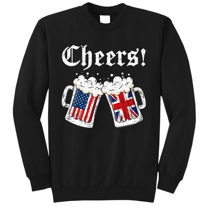 Cheers British American Flag Beer Mug Cheers Tall Sweatshirt