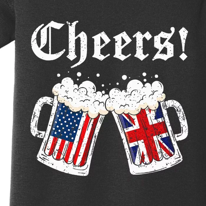 Cheers British American Flag Beer Mug Cheers Baby Bodysuit