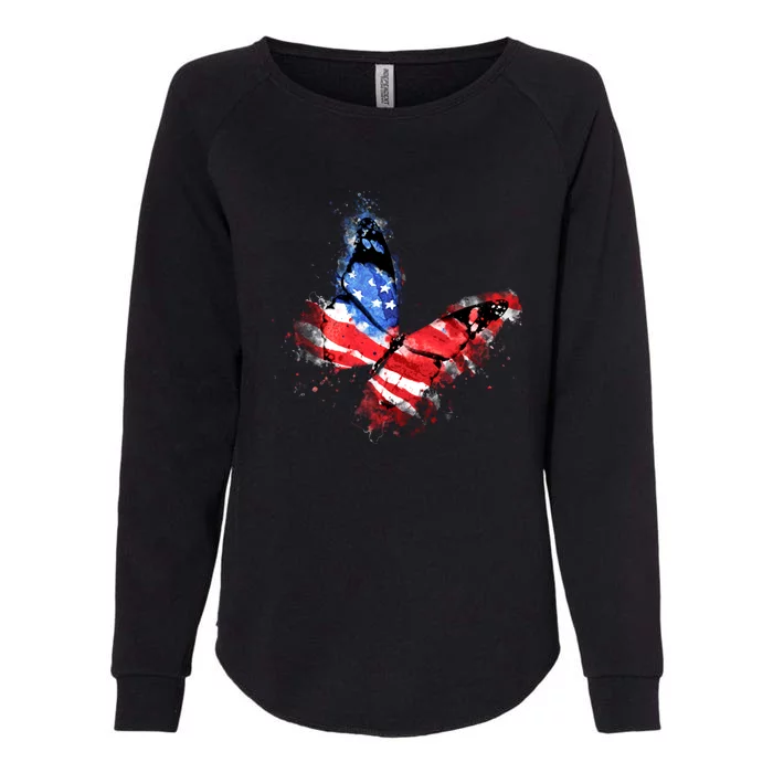 Cute Butterfly American Flag 4th Of July Meaningful Gift Womens California Wash Sweatshirt