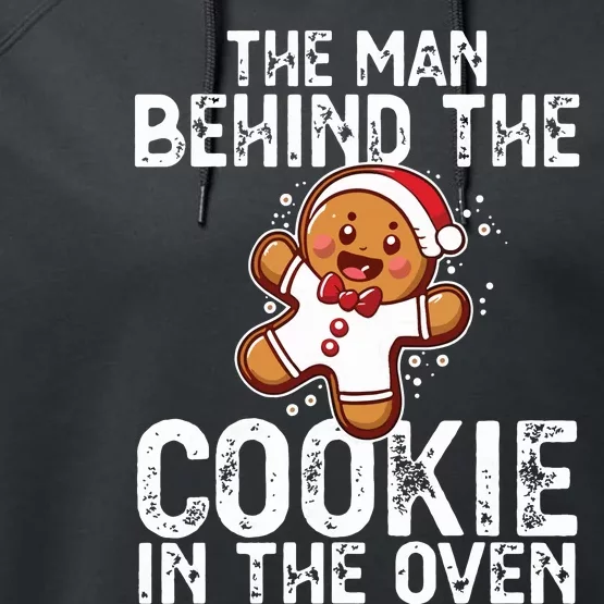 Christmas Baby Announcement Man Behind The Cookie Bump Dad Performance Fleece Hoodie