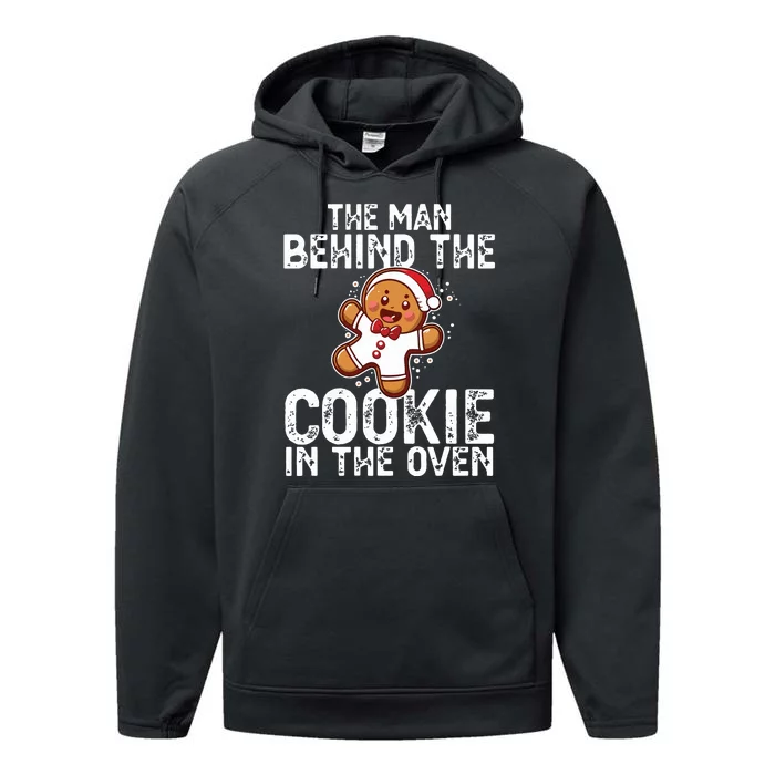 Christmas Baby Announcement Man Behind The Cookie Bump Dad Performance Fleece Hoodie