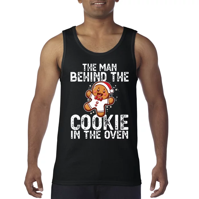 Christmas Baby Announcement Man Behind The Cookie Bump Dad Tank Top