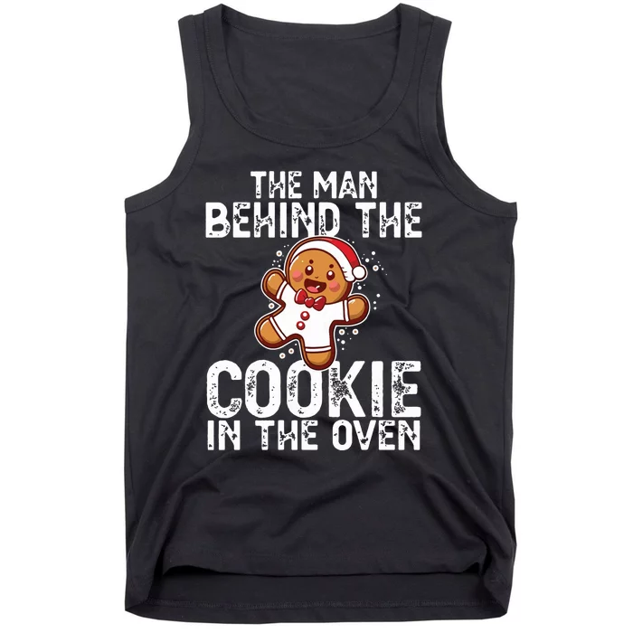 Christmas Baby Announcement Man Behind The Cookie Bump Dad Tank Top