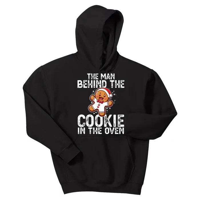 Christmas Baby Announcement Man Behind The Cookie Bump Dad Kids Hoodie