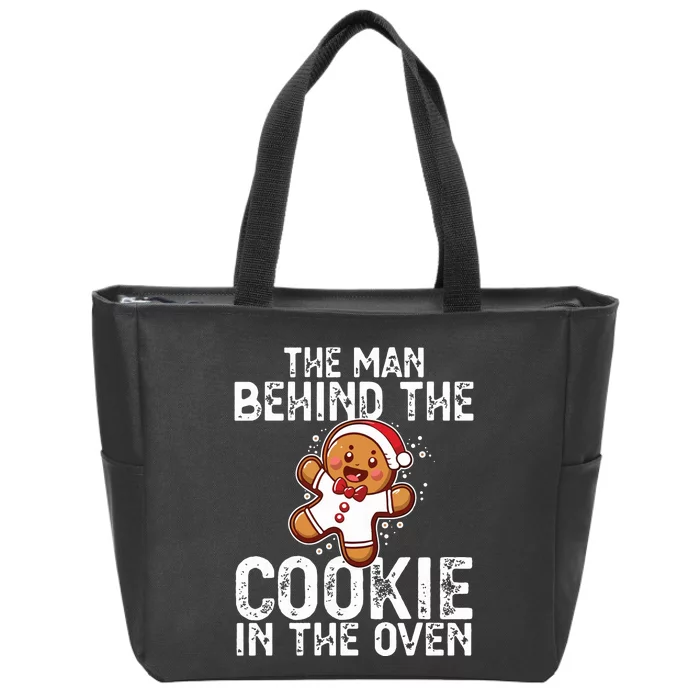 Christmas Baby Announcement Man Behind The Cookie Bump Dad Zip Tote Bag