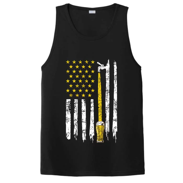 Craft Beer American Flag USA 4th Of July Brewery America Performance Tank