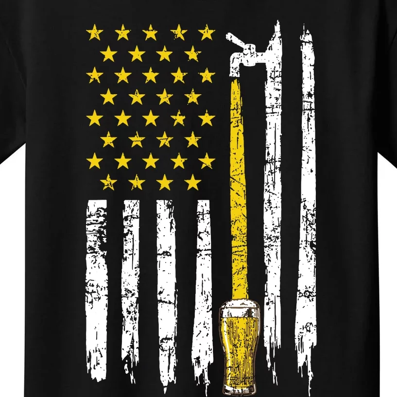 Craft Beer American Flag USA 4th Of July Brewery America Kids T-Shirt