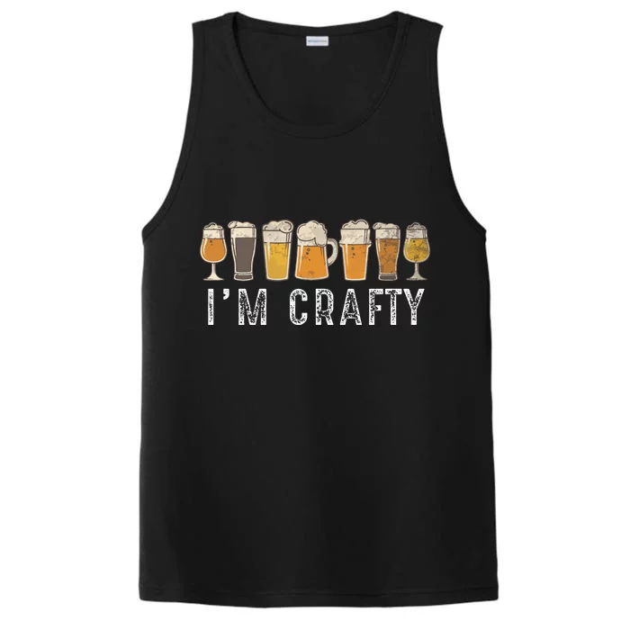 Craft Beer Art I'm Crafty Home Brew Beer Vintage Performance Tank