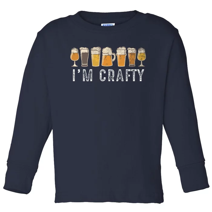 Craft Beer Art I'm Crafty Home Brew Beer Vintage Toddler Long Sleeve Shirt