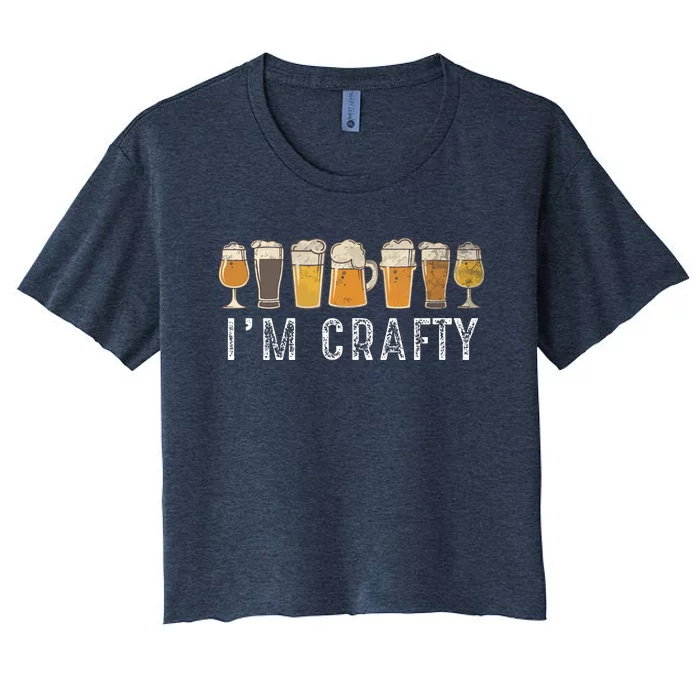 Craft Beer Art I'm Crafty Home Brew Beer Vintage Women's Crop Top Tee