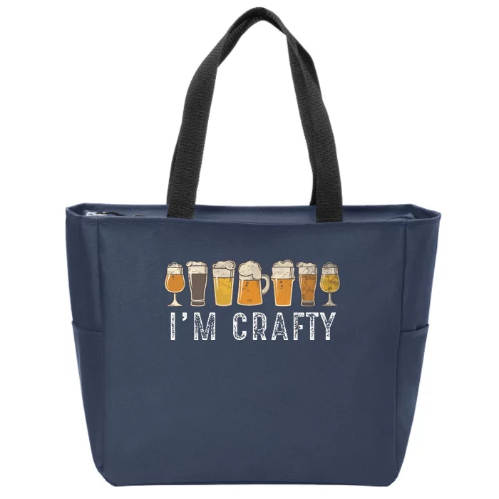 Craft Beer Art I'm Crafty Home Brew Beer Vintage Zip Tote Bag