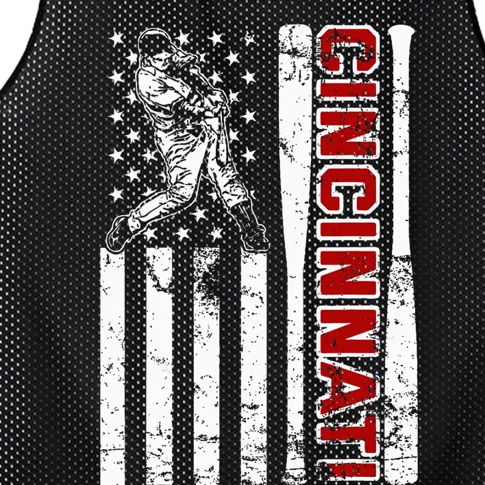 Cincinnati Baseball American Flag Mesh Reversible Basketball Jersey Tank