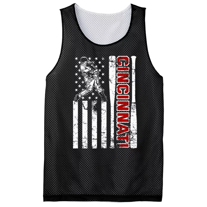 Cincinnati Baseball American Flag Mesh Reversible Basketball Jersey Tank