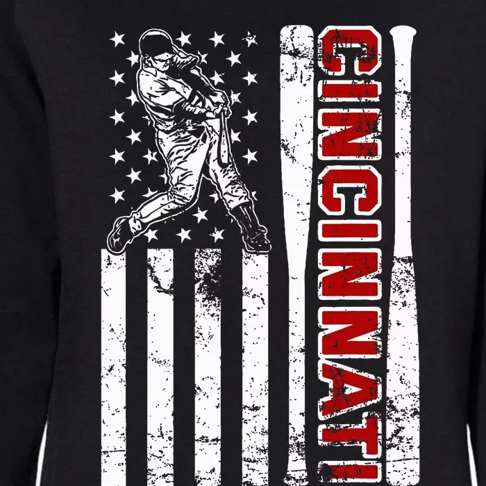 Cincinnati Baseball American Flag Womens California Wash Sweatshirt