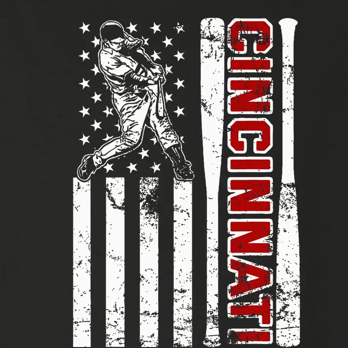 Cincinnati Baseball American Flag Toddler Long Sleeve Shirt