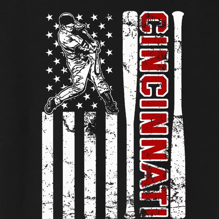 Cincinnati Baseball American Flag Women's Crop Top Tee