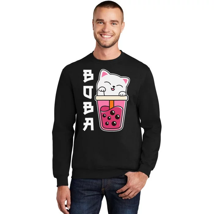 Cat Boba Anime Bubble Tea Neko Girls Kawaii Girls Teen Tall Sweatshirt