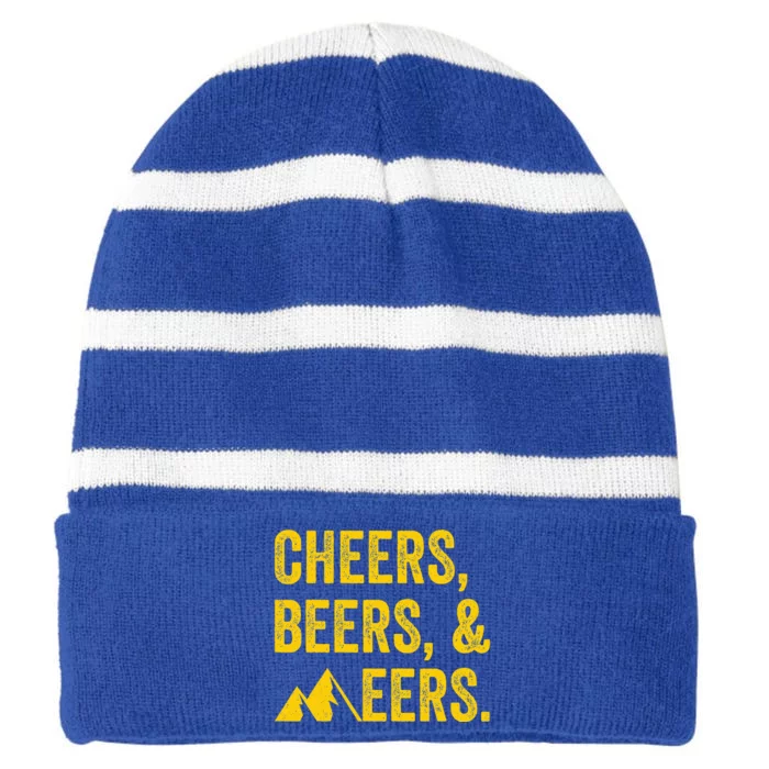 Cheers Beers And Mountaineers West Virginia Striped Beanie with Solid Band