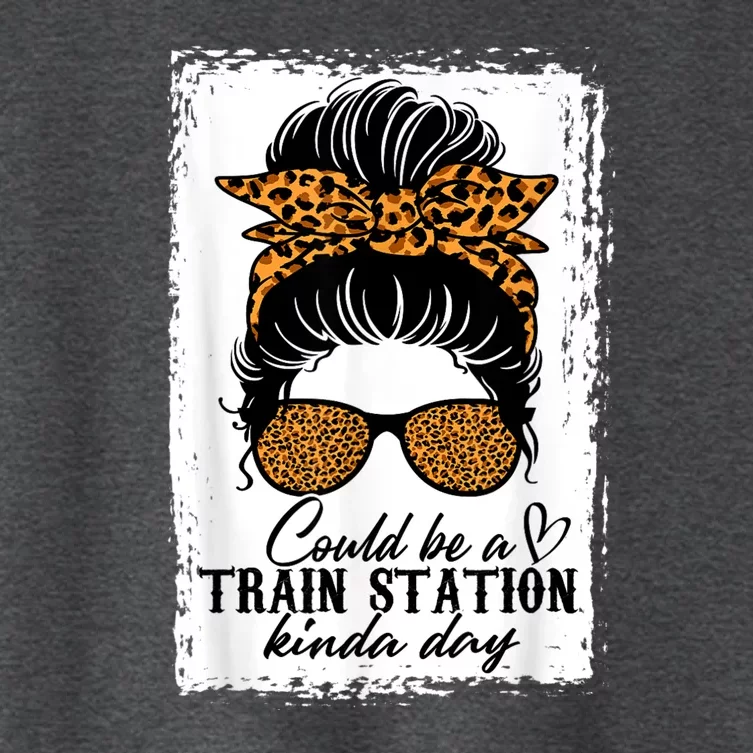 Could Be A Train Station Kinda Day Messy Bun Funny Women's Crop Top Tee