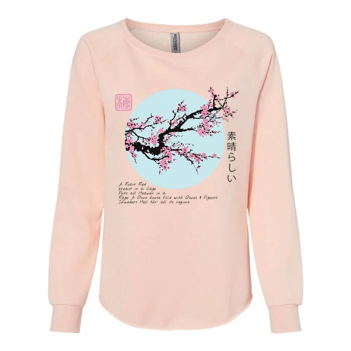 Cherry Blossom Aesthetic Japanese Harajuku Womens California Wash Sweatshirt