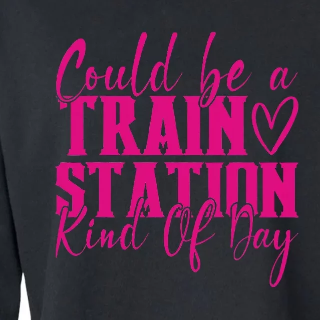 Could Be A Train Station Kinda Day Cropped Pullover Crew