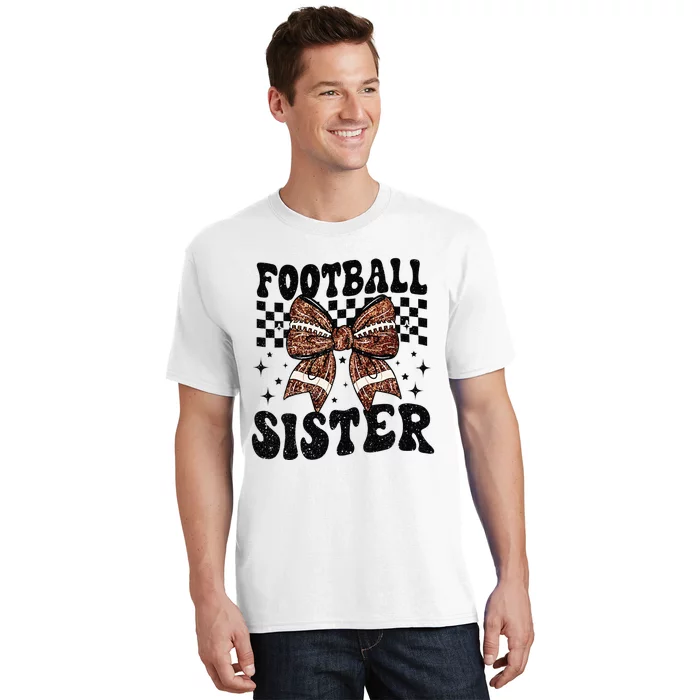 Coquette Bow American Football Sister Game Day Thanksgiving T-Shirt