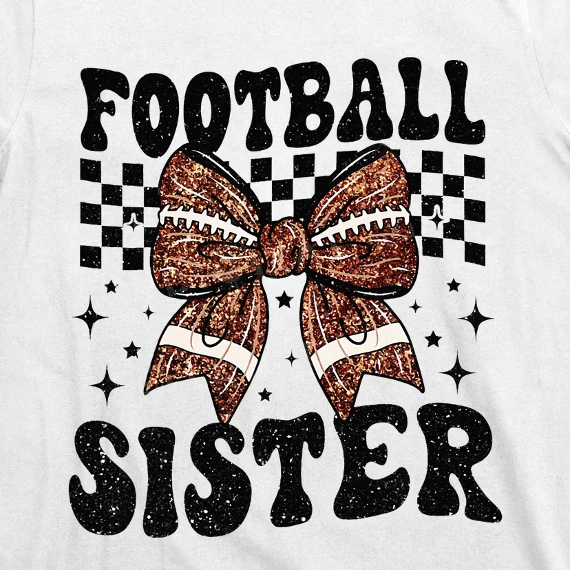 Coquette Bow American Football Sister Game Day Thanksgiving T-Shirt