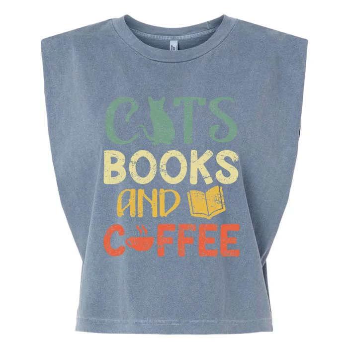 Cats Books And Coffee Cafe Coffee Drinker Garment-Dyed Women's Muscle Tee