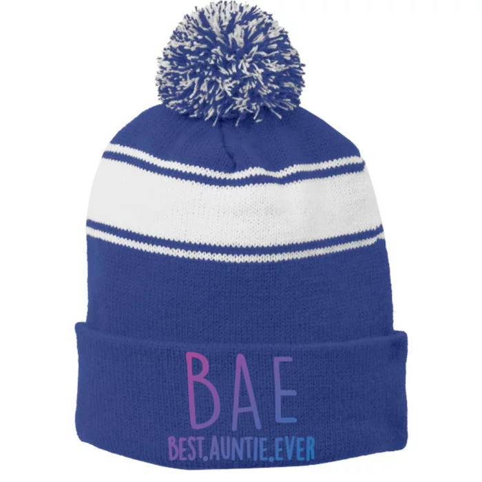 Cool Best Auntie Ever Bae Funny Gift Jumper Stripe Pom Pom Beanie