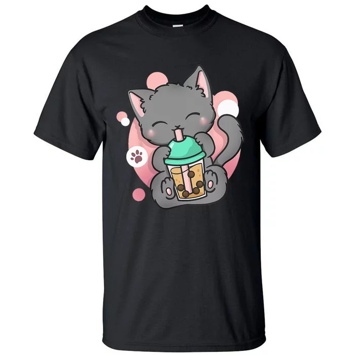 Cat Boba Anime Bubble Tea Neko Kawaii Tall T-Shirt