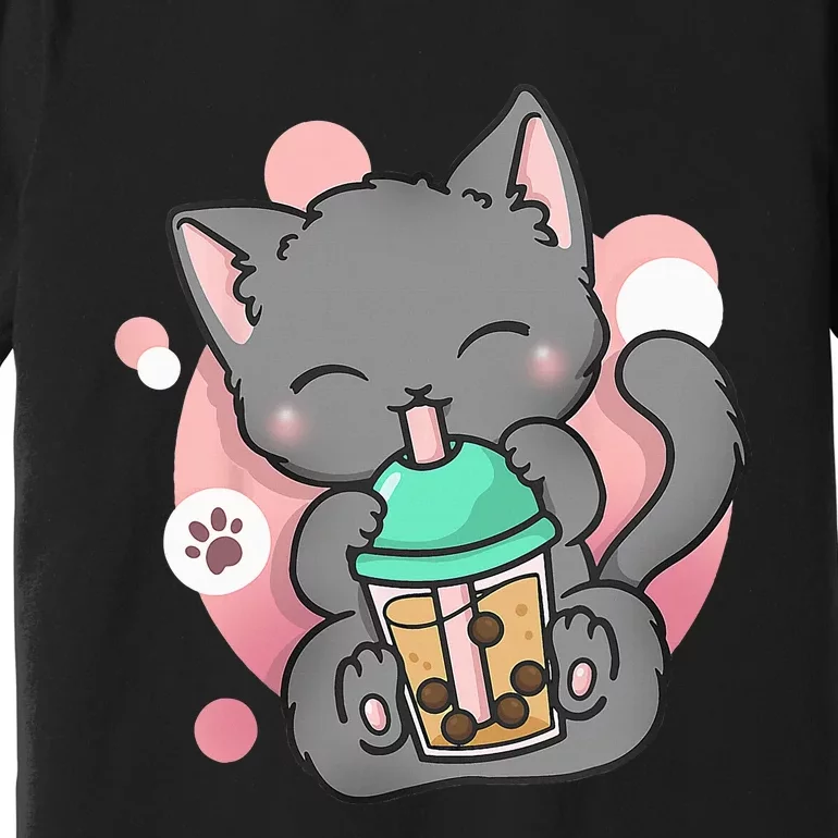 Cat Boba Anime Bubble Tea Neko Kawaii Premium T-Shirt