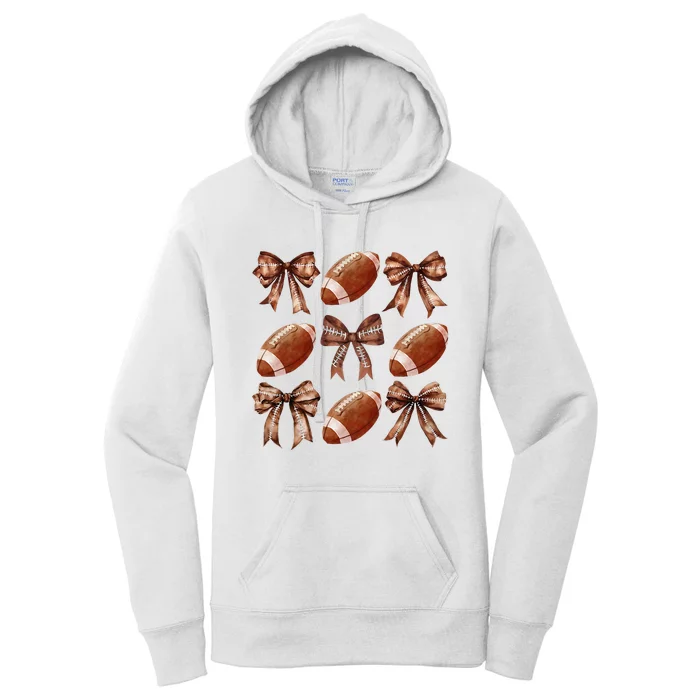 Coquette Bow American Football Thanksgiving Autumn Fall Yall Women's Pullover Hoodie