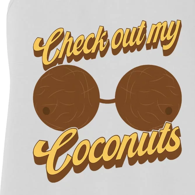 Coconut Bra Adult Check Out My Coconuts Shell Bra Women's Racerback Tank