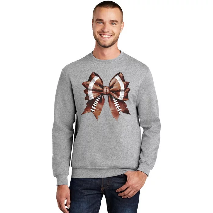 Coquette Bow American Football Thanksgiving Autumn Fall Tall Sweatshirt