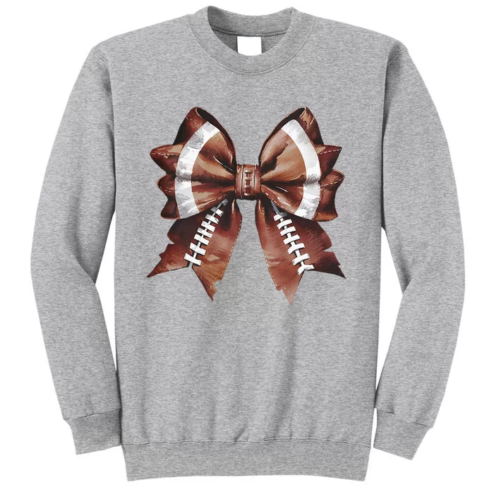 Coquette Bow American Football Thanksgiving Autumn Fall Tall Sweatshirt