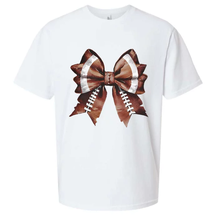 Coquette Bow American Football Thanksgiving Autumn Fall Sueded Cloud Jersey T-Shirt