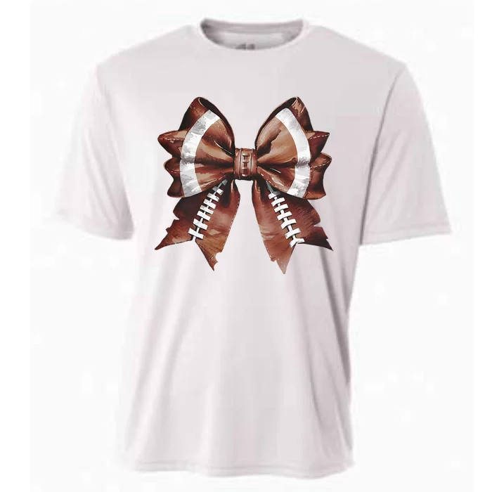 Coquette Bow American Football Thanksgiving Autumn Fall Cooling Performance Crew T-Shirt