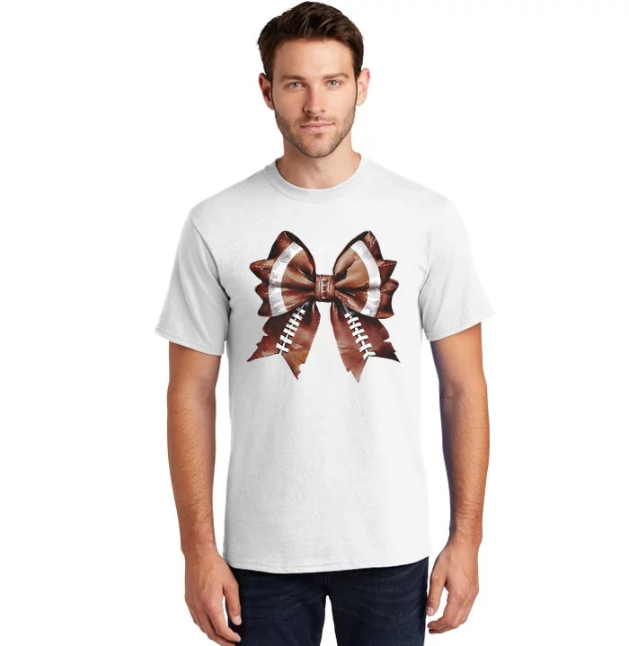 Coquette Bow American Football Thanksgiving Autumn Fall Tall T-Shirt