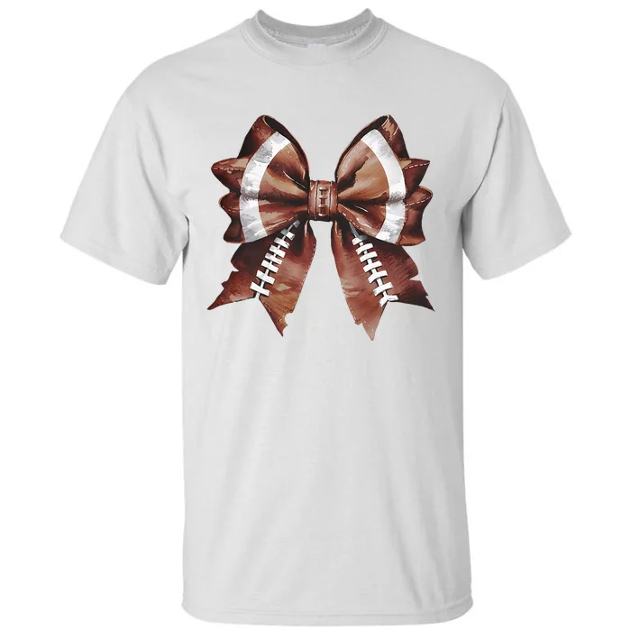 Coquette Bow American Football Thanksgiving Autumn Fall Tall T-Shirt