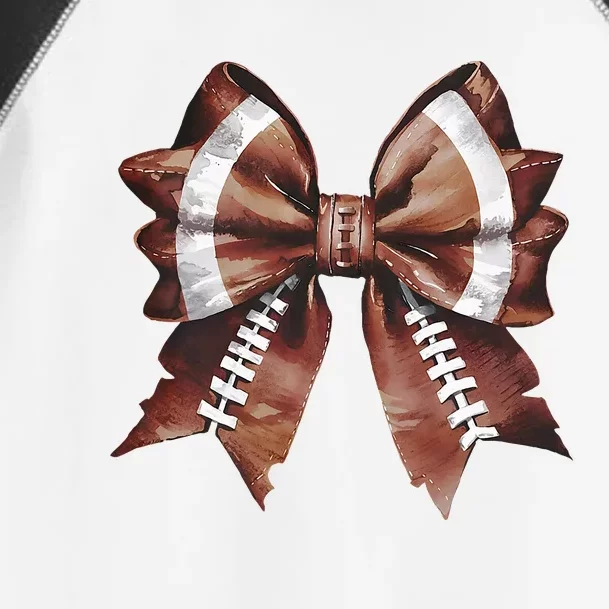 Coquette Bow American Football Thanksgiving Autumn Fall Toddler Fine Jersey T-Shirt