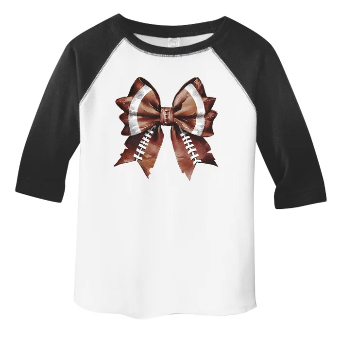 Coquette Bow American Football Thanksgiving Autumn Fall Toddler Fine Jersey T-Shirt