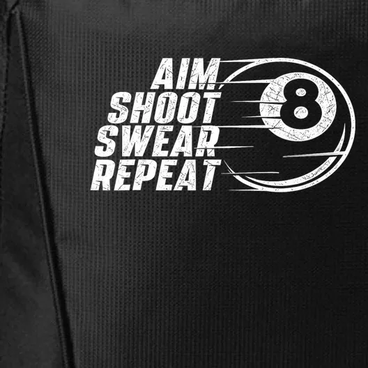 Cool Billiards Aim Shoot Swear Repeat Billiard Lover Pool Sports Game Gift City Backpack