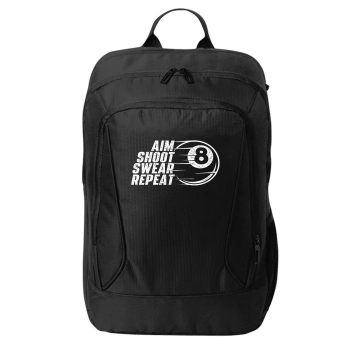 Cool Billiards Aim Shoot Swear Repeat Billiard Lover Pool Sports Game Gift City Backpack