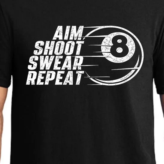 Cool Billiards Aim Shoot Swear Repeat Billiard Lover Pool Sports Game Gift Pajama Set